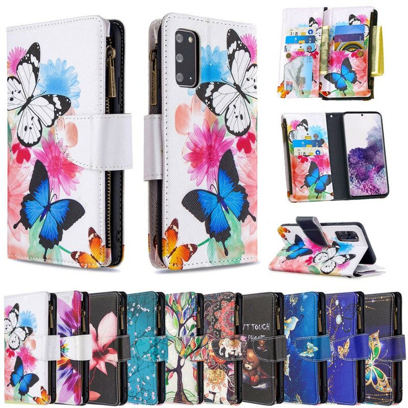 Folio-hoesje voor Samsung Galaxy S20 Vlinders Zak Met Ritssluiting