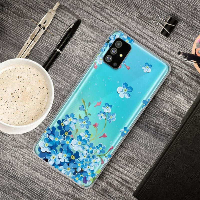 Hoesje voor Samsung Galaxy S20 Blauwe Bloemen