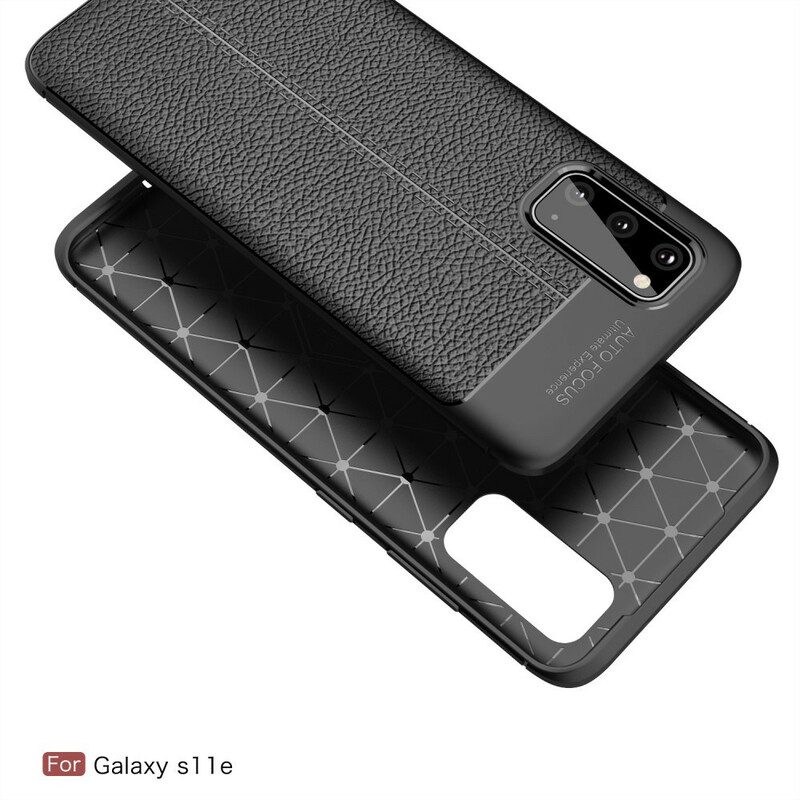 Hoesje voor Samsung Galaxy S20 Dubbellijnig Litchi-leereffect