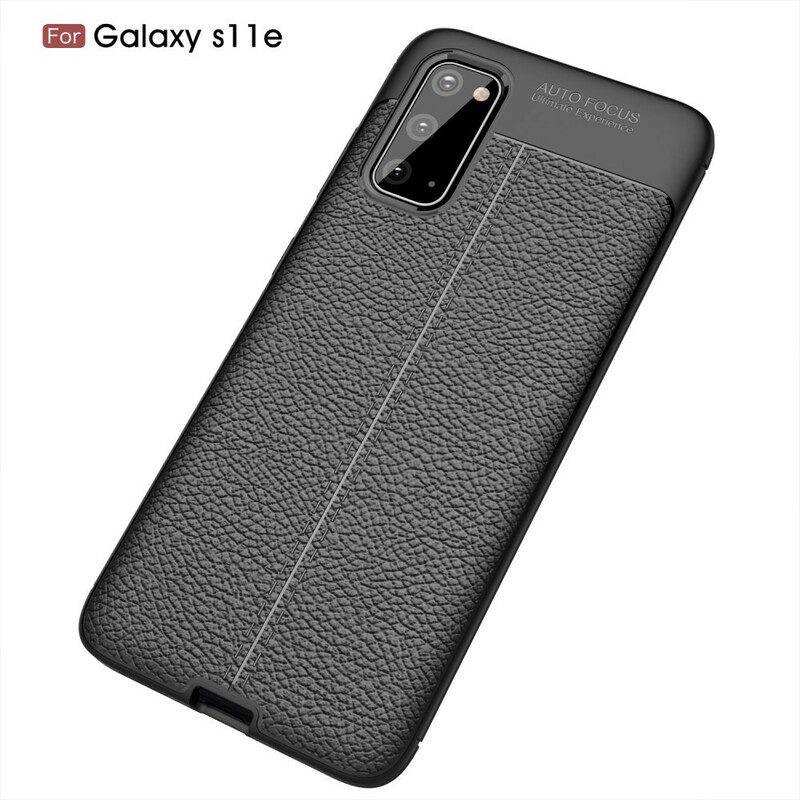 Hoesje voor Samsung Galaxy S20 Dubbellijnig Litchi-leereffect