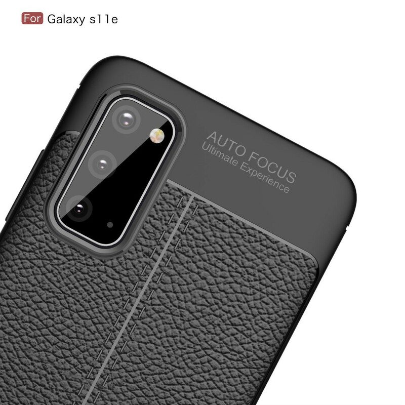 Hoesje voor Samsung Galaxy S20 Dubbellijnig Litchi-leereffect