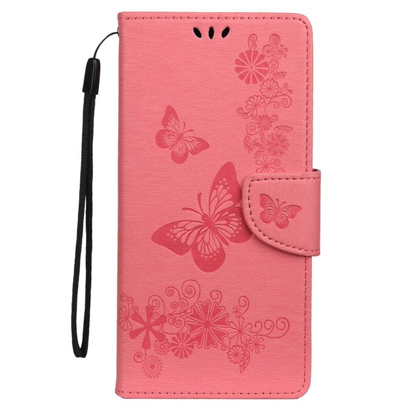 Leren Hoesje voor Samsung Galaxy S20 Alleen Vlinders Met Lanyard