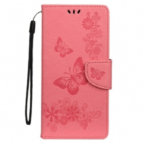 Leren Hoesje voor Samsung Galaxy S20 Alleen Vlinders Met Lanyard