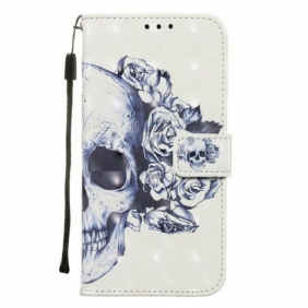 Leren Hoesje voor Samsung Galaxy S20 Bloemrijke Schedel