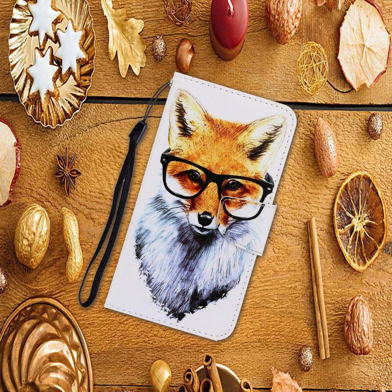 Leren Hoesje voor Samsung Galaxy S20 Met Ketting Brainy Fox Met Riem