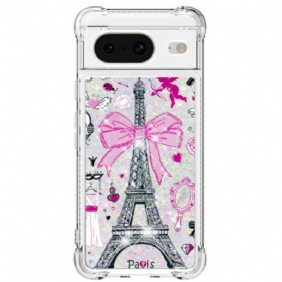 Cover Hoesje Google Pixel 8 Telefoonhoesje Eiffeltoren Glitter