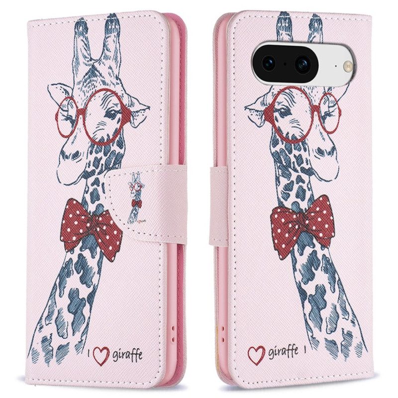 Flip Case Leren Google Pixel 8 Intello-giraffe