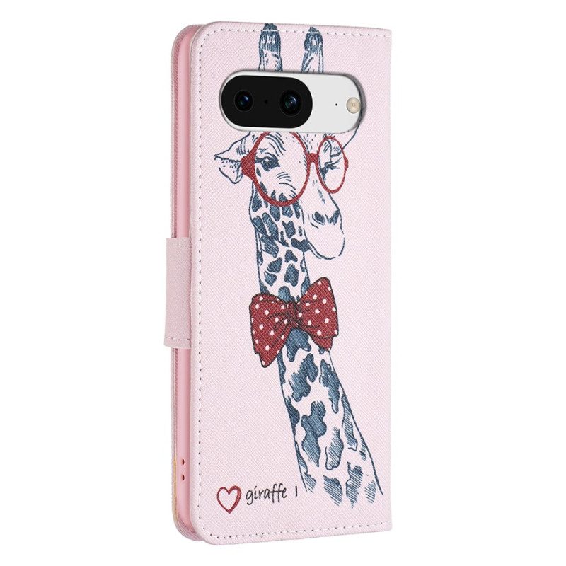 Flip Case Leren Google Pixel 8 Intello-giraffe