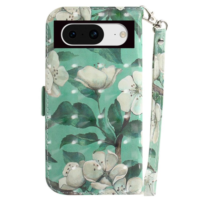 Folio-hoesje Google Pixel 8 Witte Bloemen