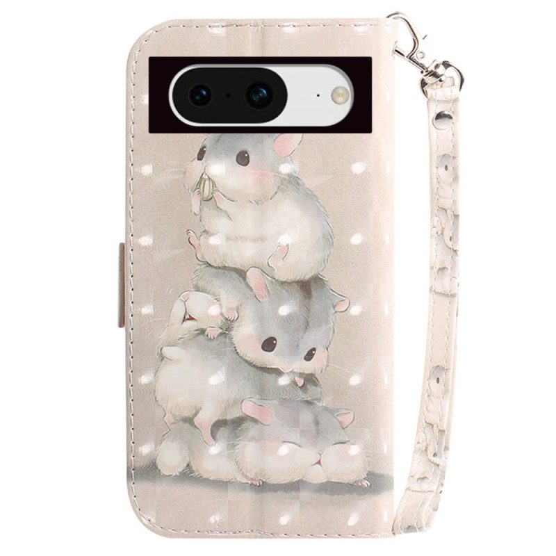 Leren Hoesje Google Pixel 8 Hamsters Met Riem