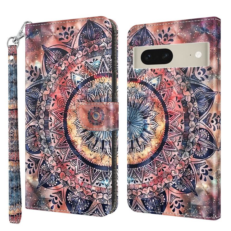 Leren Hoesje Google Pixel 8 Kleurrijke Mandala Met Bandje