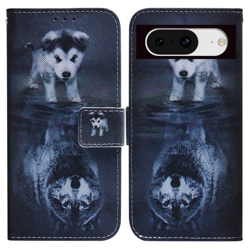 Leren Hoesje Google Pixel 8 Puppydroom Bescherming Hoesje