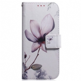 Leren Hoesje Google Pixel 8 Vintage Rozenbloem Bescherming Hoesje