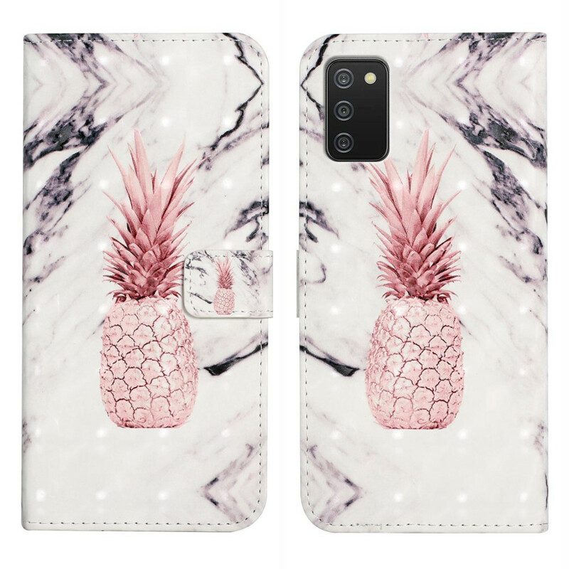 Flip Case voor Samsung Galaxy A02s Lichte Vlek Ananas