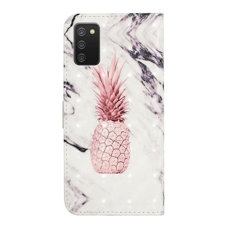 Flip Case voor Samsung Galaxy A02s Lichte Vlek Ananas