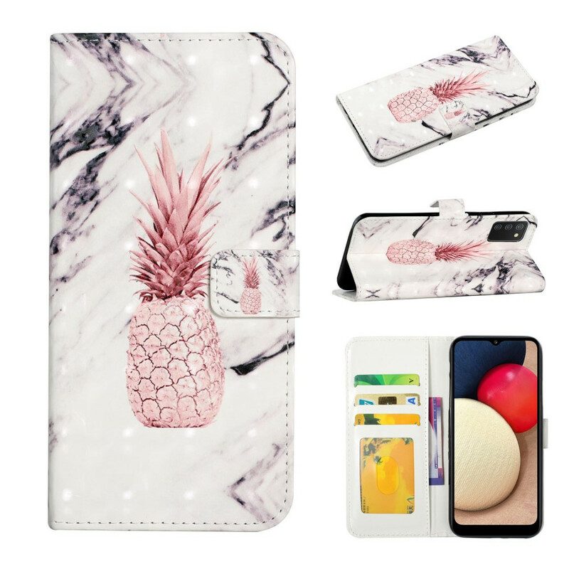 Flip Case voor Samsung Galaxy A02s Lichte Vlek Ananas