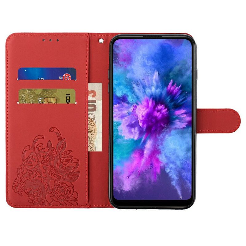 Folio-hoesje voor Samsung Galaxy A02s Met Ketting Barokke Strappy Tijger