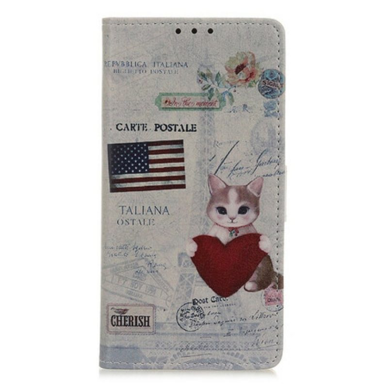 Folio-hoesje voor Samsung Galaxy A02s Reiziger Kat