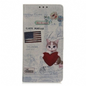 Folio-hoesje voor Samsung Galaxy A02s Reiziger Kat