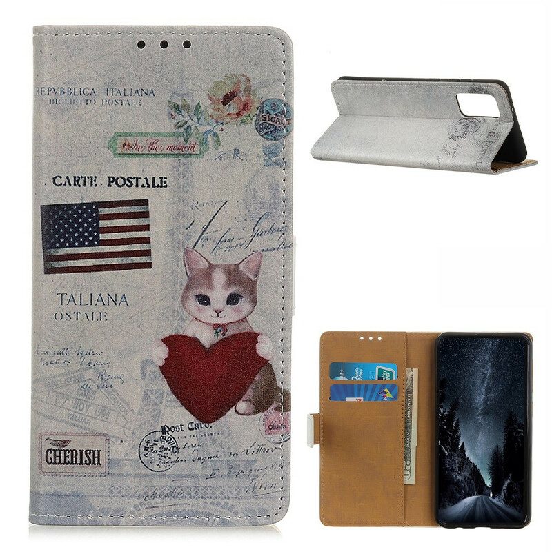 Folio-hoesje voor Samsung Galaxy A02s Reiziger Kat