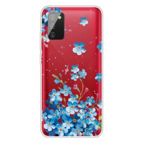 Hoesje voor Samsung Galaxy A02s Blauwe Bloemen