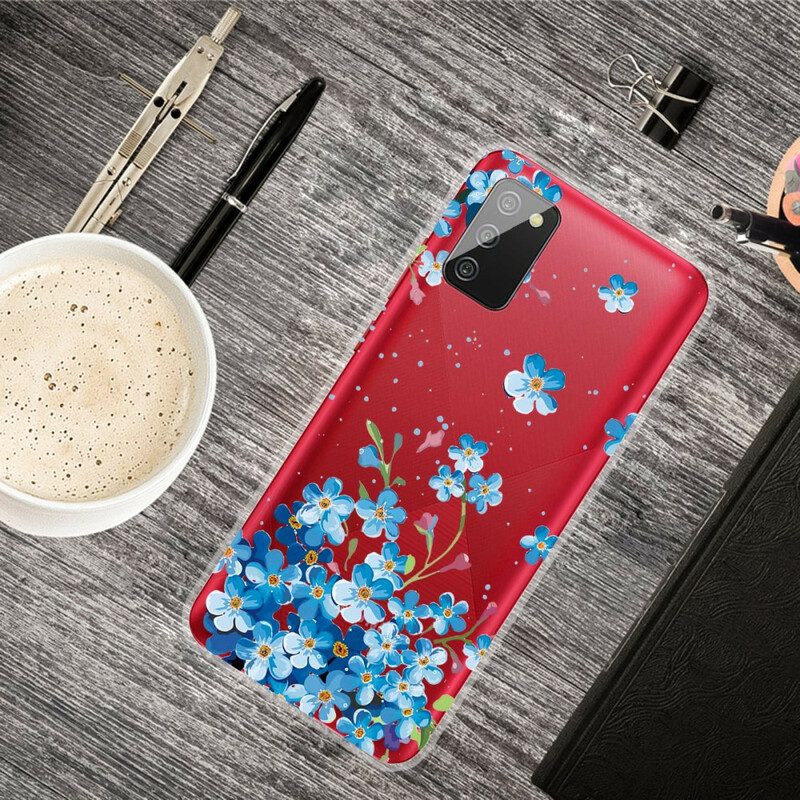 Hoesje voor Samsung Galaxy A02s Blauwe Bloemen