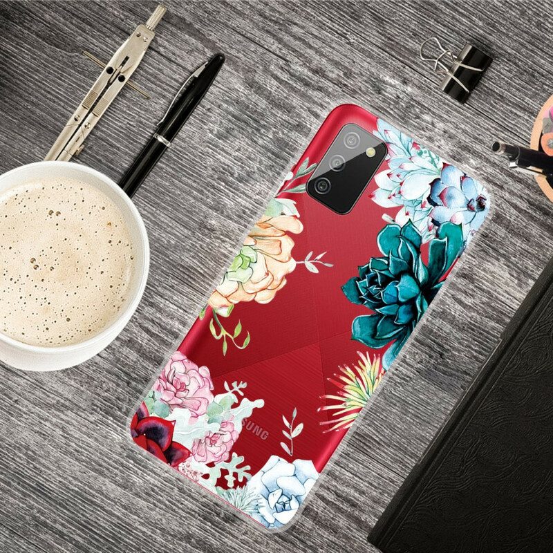 Hoesje voor Samsung Galaxy A02s Naadloze Aquarel Bloemen