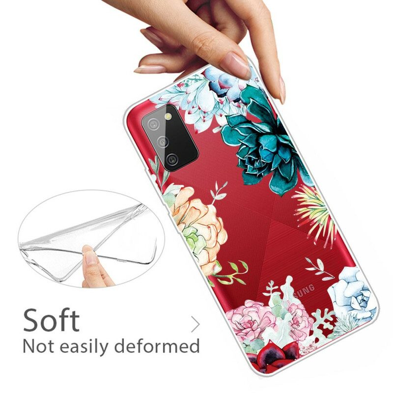 Hoesje voor Samsung Galaxy A02s Naadloze Aquarel Bloemen