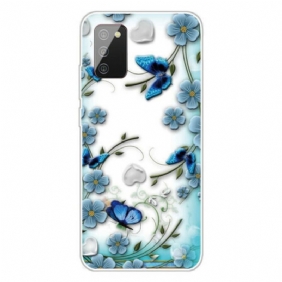 Hoesje voor Samsung Galaxy A02s Naadloze Retro Vlinders En Bloemen