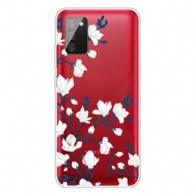 Hoesje voor Samsung Galaxy A02s Witte Bloemen