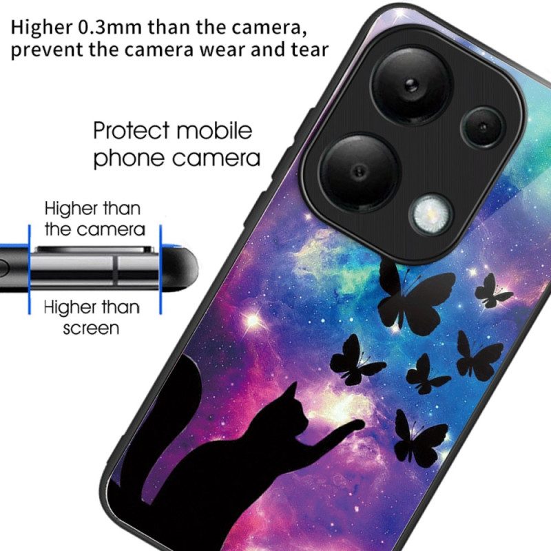 Cover Hoesje Xiaomi Redmi Note 13 Pro 4g Telefoonhoesje Kat En Vlinders Van Gehard Glas