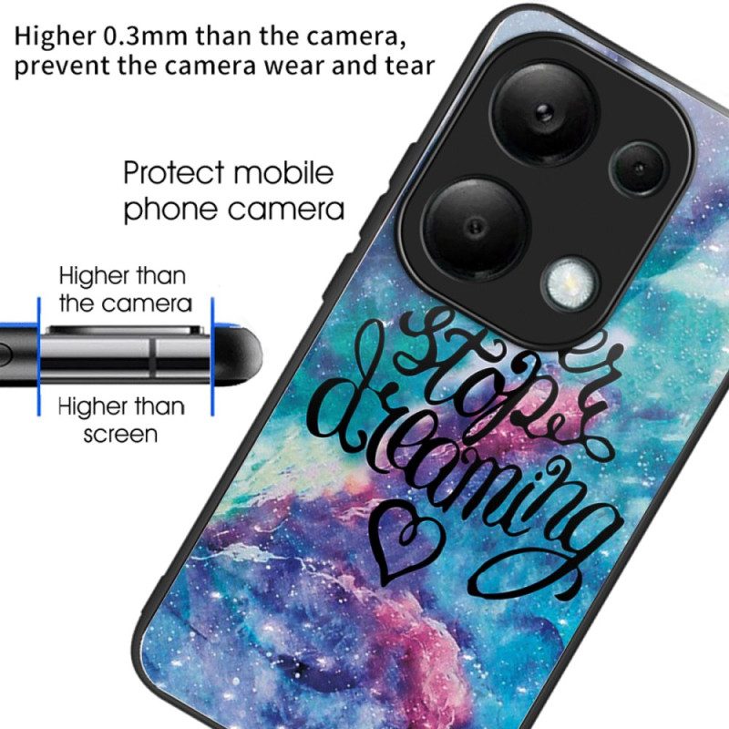 Cover Hoesje Xiaomi Redmi Note 13 Pro 4g Telefoonhoesje Stop Nooit Met Dromen Van Gehard Glas