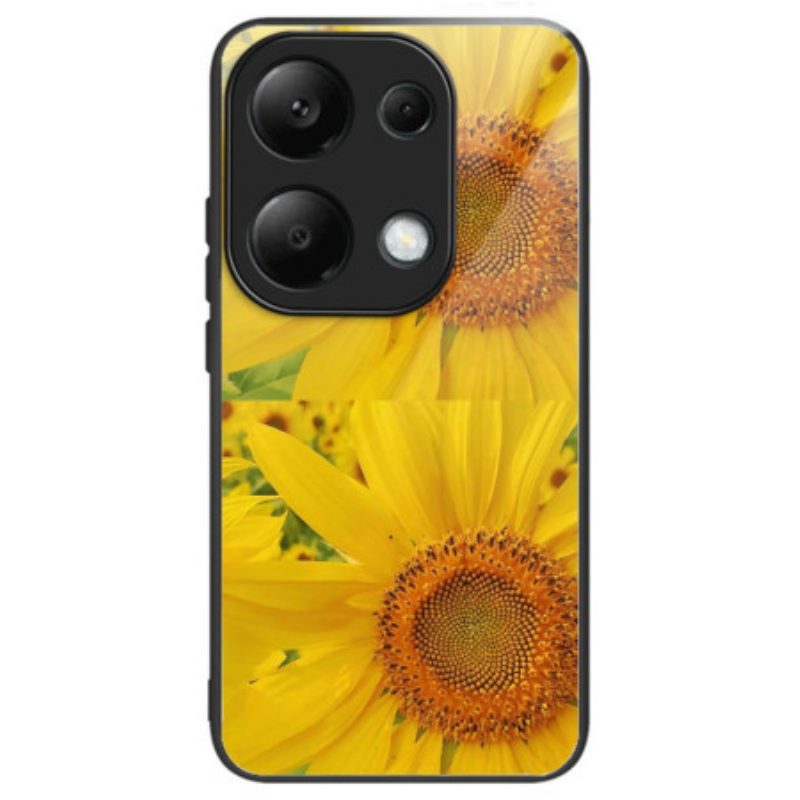 Cover Hoesje Xiaomi Redmi Note 13 Pro 4g Telefoonhoesje Zonnebloemen Van Gehard Glas