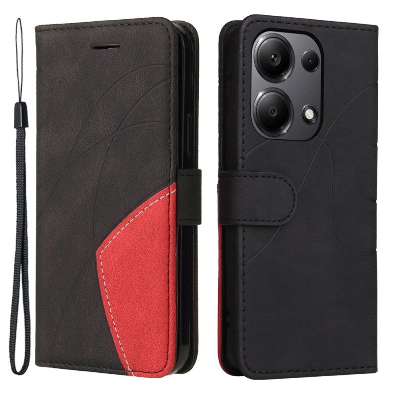 Flip Case Leren Xiaomi Redmi Note 13 Pro 4g Tweekleurig En Lijnen