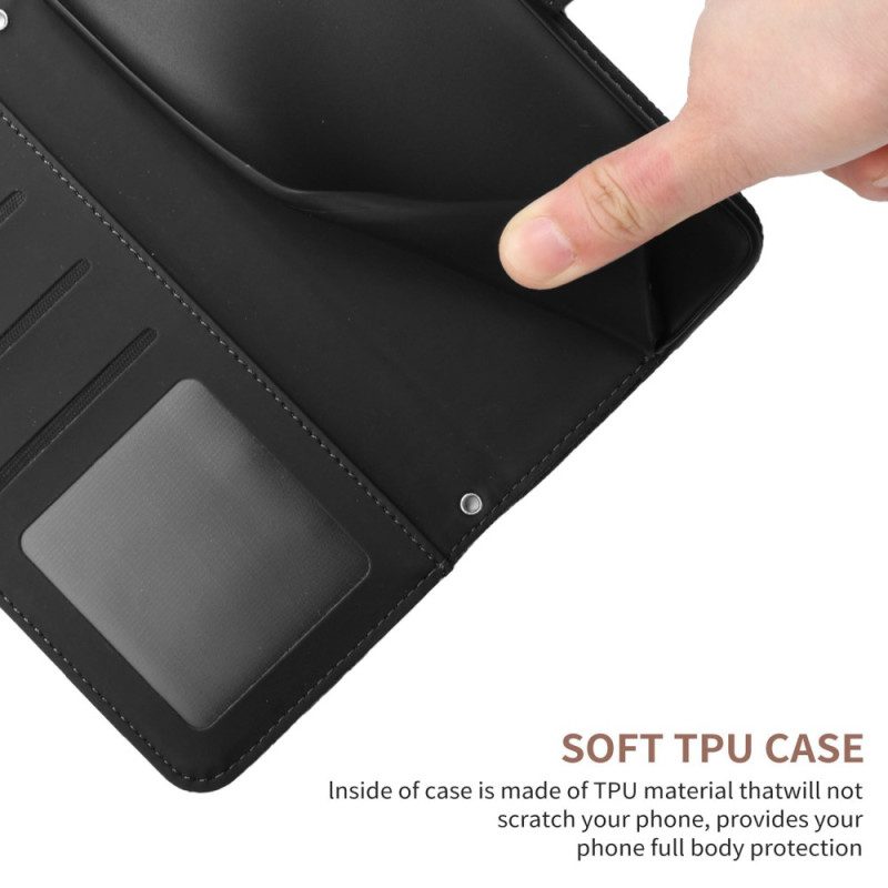 Flip Case Leren Xiaomi Redmi Note 13 Pro 4g Vlinderprint Met Schouderband