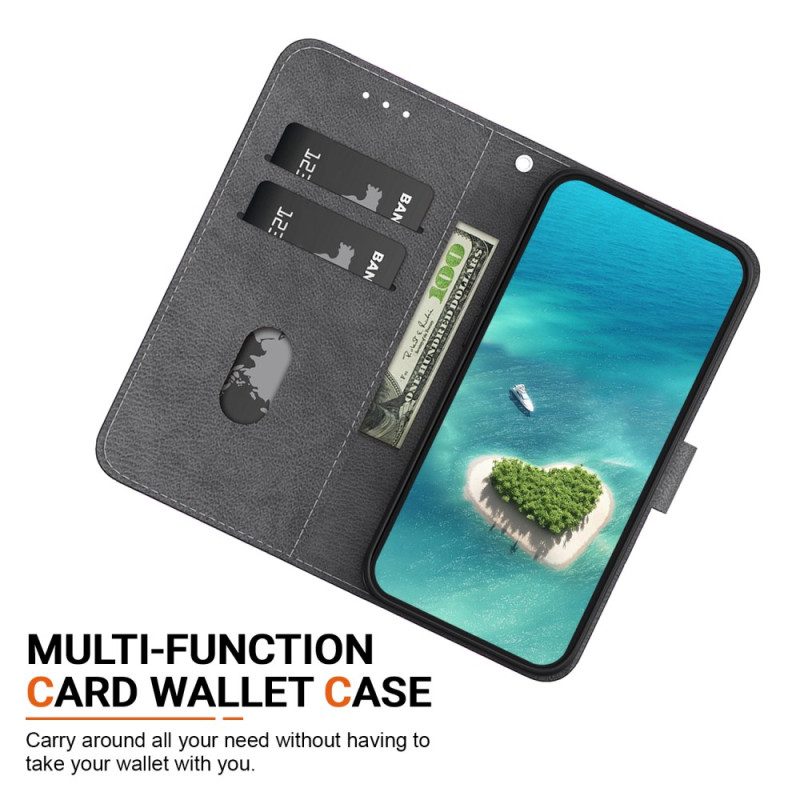 Flip Case Leren Xiaomi Redmi Note 13 Pro 4g Zwarte Roos Met Band