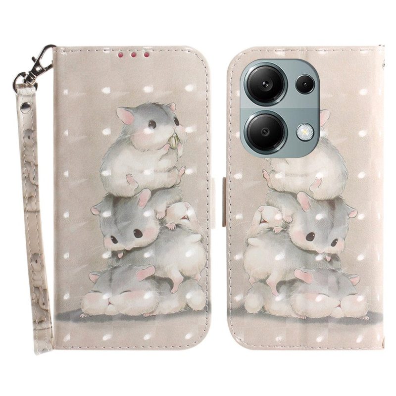 Folio-hoesje Xiaomi Redmi Note 13 Pro 4g Telefoonhoesje Hamsters Met Riem