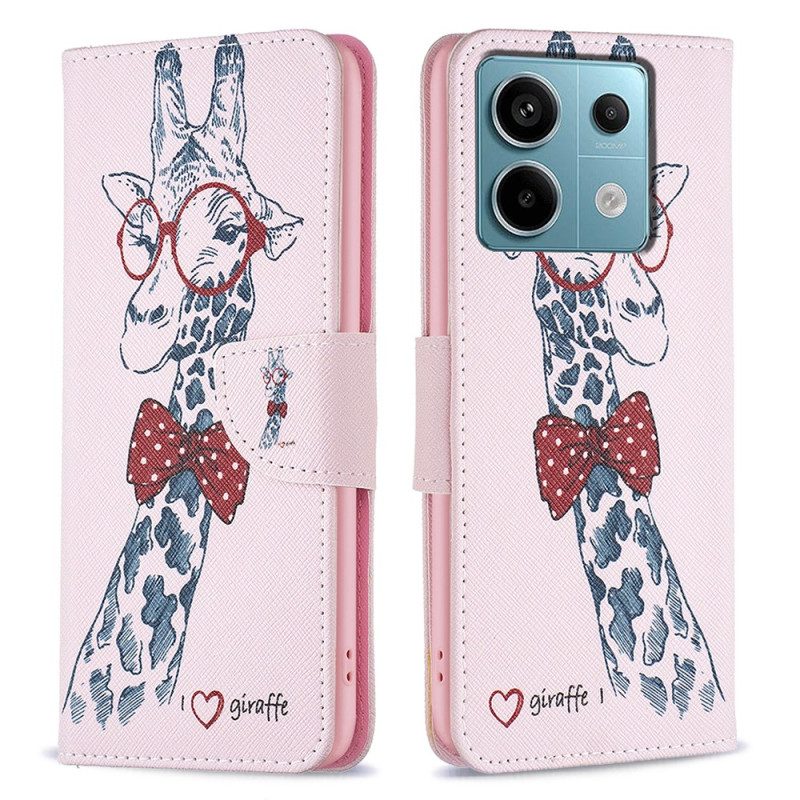 Folio-hoesje Xiaomi Redmi Note 13 Pro 4g Telefoonhoesje Intellectuele Giraffe