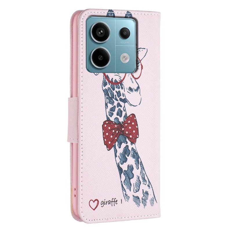 Folio-hoesje Xiaomi Redmi Note 13 Pro 4g Telefoonhoesje Intellectuele Giraffe