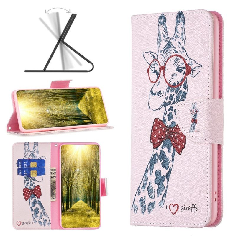 Folio-hoesje Xiaomi Redmi Note 13 Pro 4g Telefoonhoesje Intellectuele Giraffe