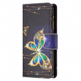 Folio-hoesje Xiaomi Redmi Note 13 Pro 4g Telefoonhoesje Strass Vlinder Portemonnee Met Riem