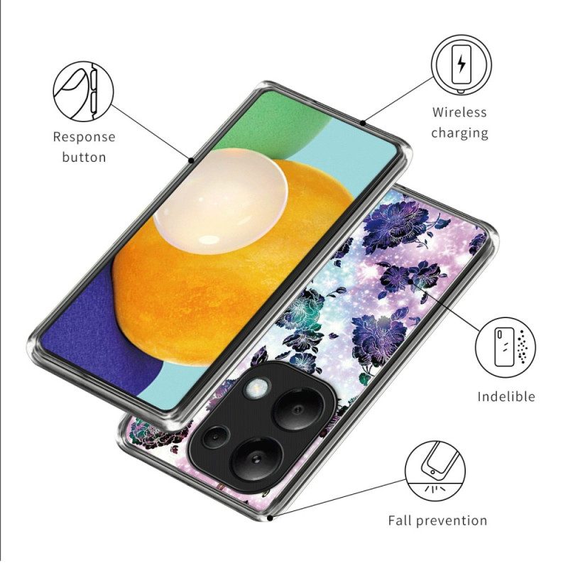 Hoesje Voor Xiaomi Redmi Note 13 Pro 4g Paarse Bloemen