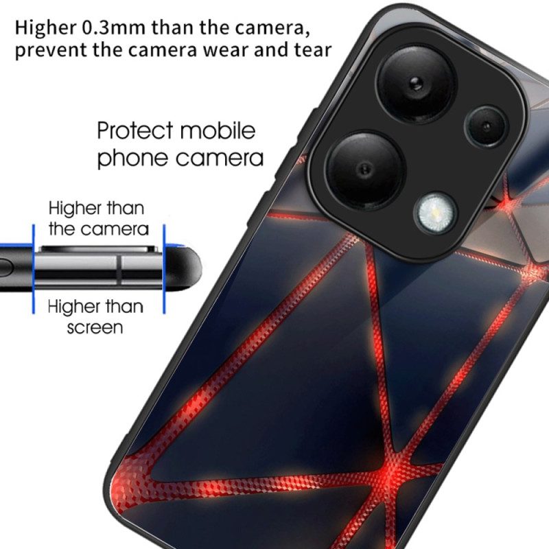 Hoesje Voor Xiaomi Redmi Note 13 Pro 4g Rode Driehoeken Van Gehard Glas