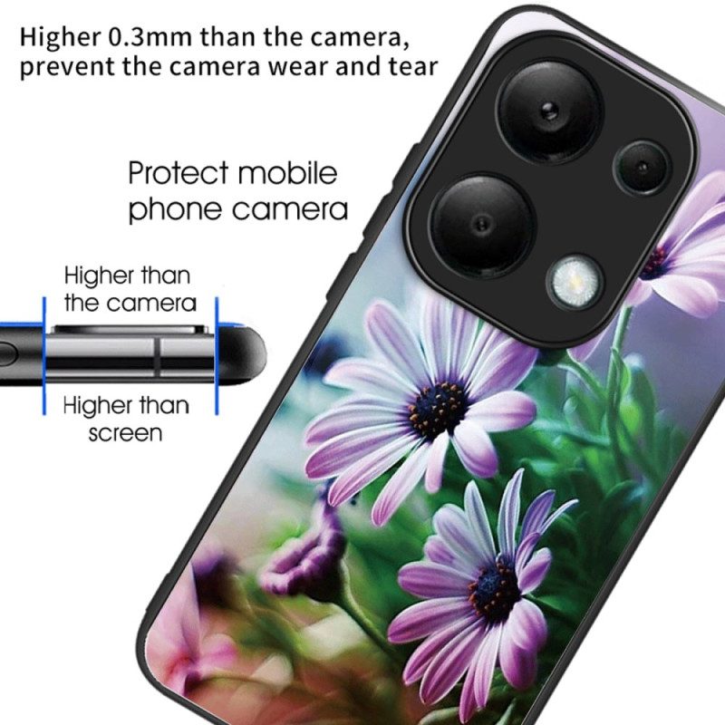 Hoesje Xiaomi Redmi Note 13 Pro 4g Paars Chrysant Gehard Glas