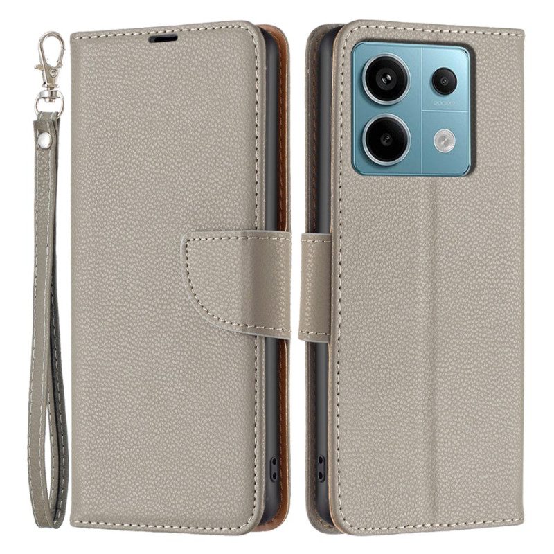 Leren Hoesje Voor Xiaomi Redmi Note 13 Pro 4g Litchi Leereffect Met Riem