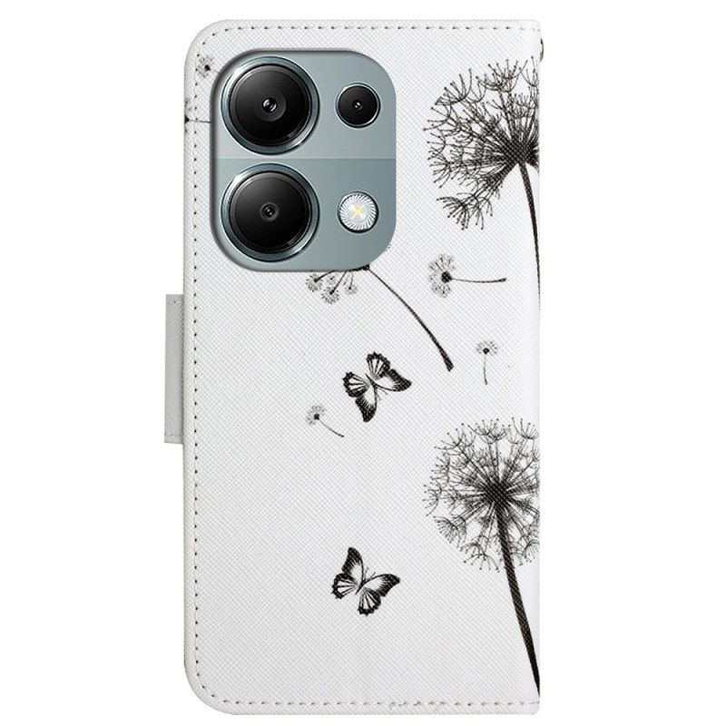 Leren Hoesje Voor Xiaomi Redmi Note 13 Pro 4g Paardenbloem Love Met Riempje