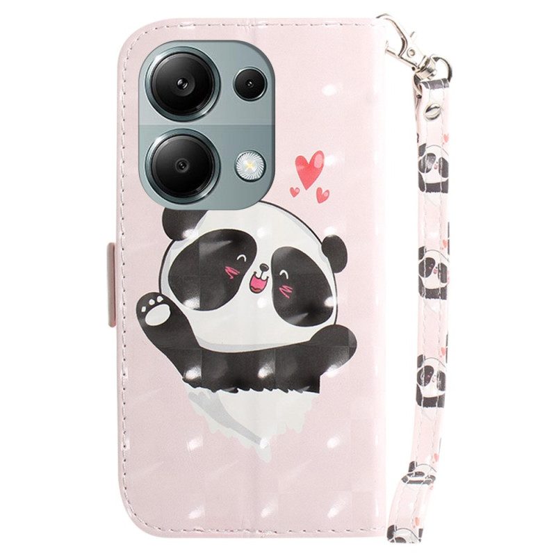 Leren Hoesje Voor Xiaomi Redmi Note 13 Pro 4g Panda Love Met Riempje