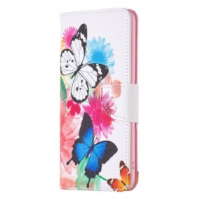 Leren Hoesje Voor Xiaomi Redmi Note 13 Pro 4g Twee Vlinders