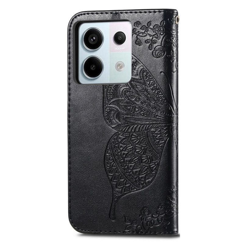 Leren Hoesje Xiaomi Redmi Note 13 Pro 4g Barok Vlinder Met Riem Bescherming Hoesje