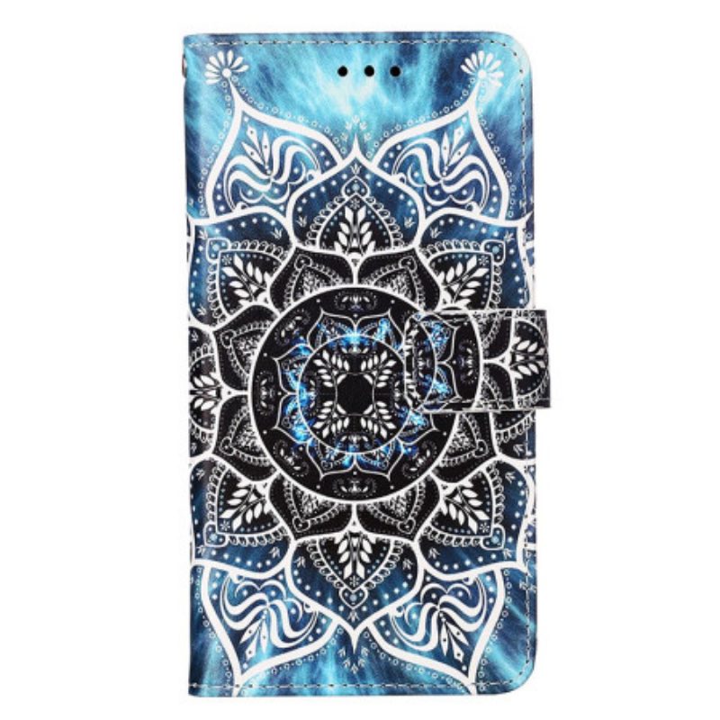 Leren Hoesje Xiaomi Redmi Note 13 Pro 4g Bloemenmandala Met Bandje